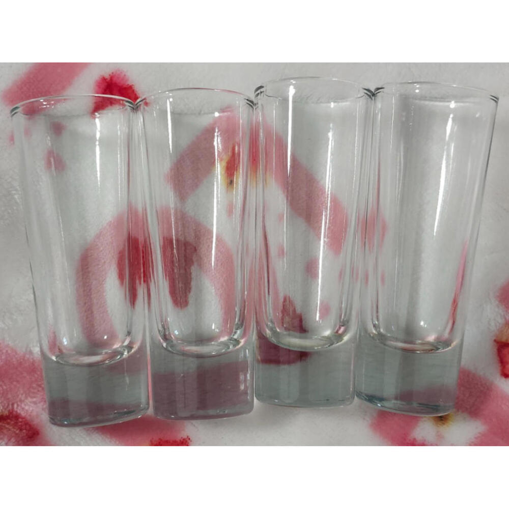 (Set of 4) Vintage Crisa Shot Glass Clear Heavy Pressed Maker’s Mark on Base